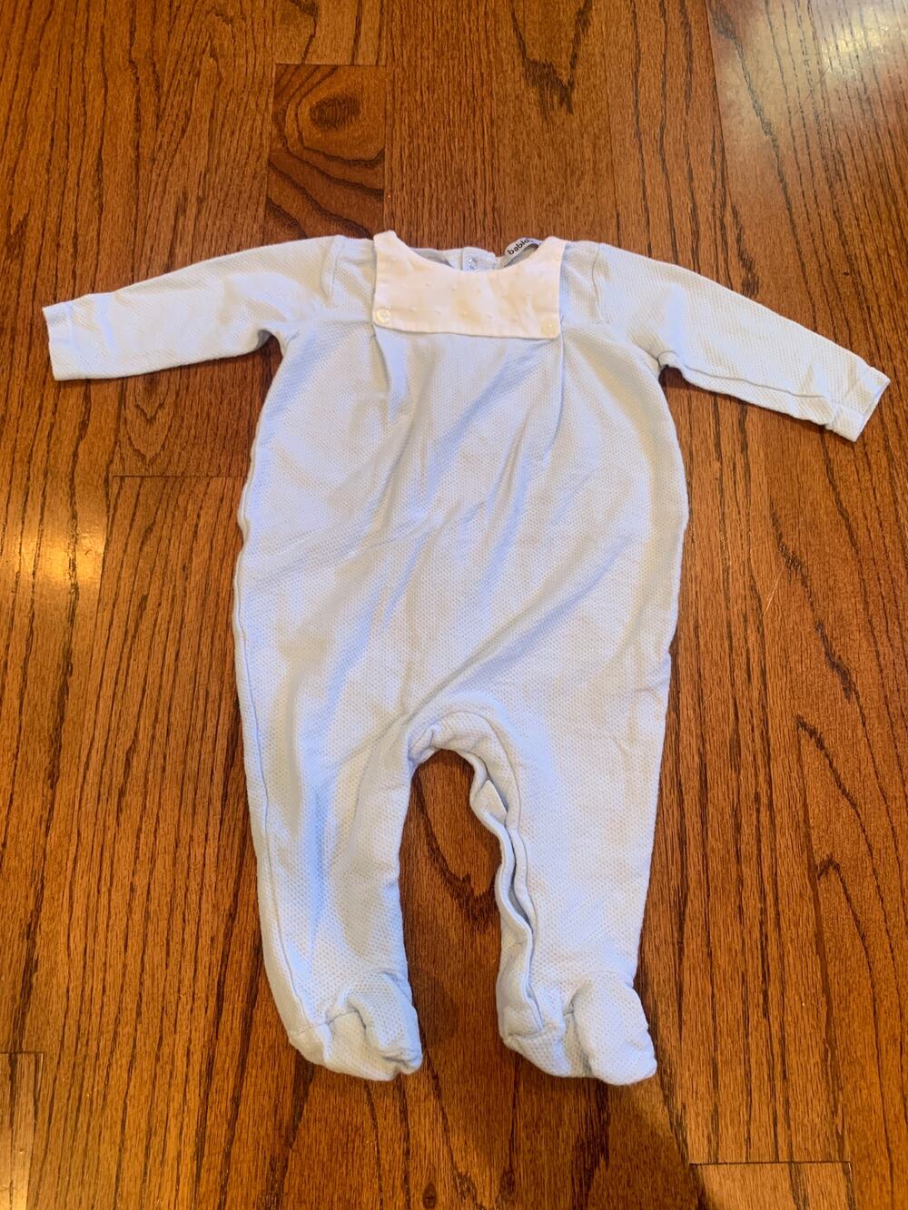 Babidu Pale Blue Footed One Piece Button up Pajama | Blue | 6 months